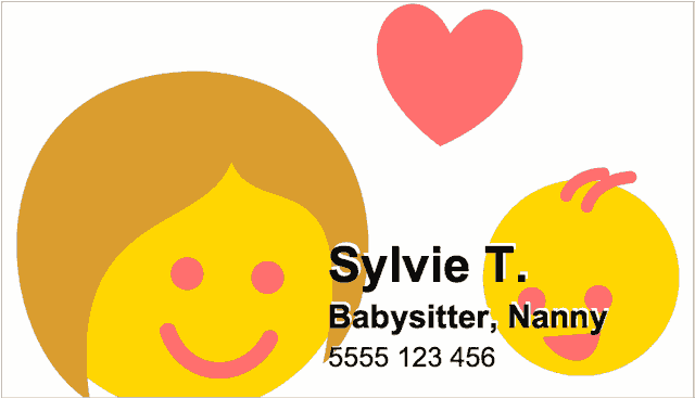 Child with nanny business card