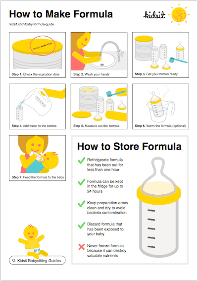 prepared formula in fridge