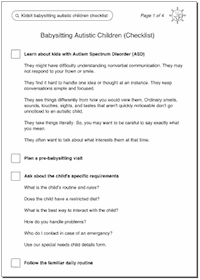 Babysitting autistic children checklist