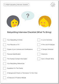 Babysitting interview checklist (what to bring)