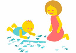 Babysitter and boy with puzzle