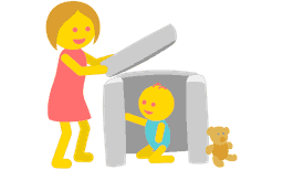 Babysitter building play fort