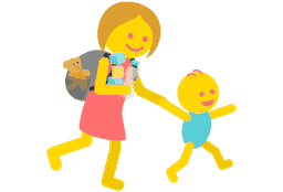 Babysitter running with boy