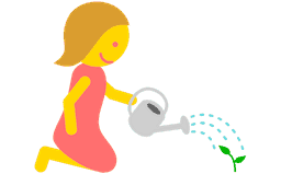 Babysitter gardening