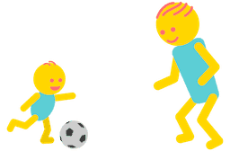 Male babysitter playing football with boy