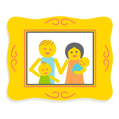 Framed photo of a family