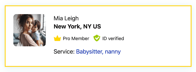 Pro Member babysitter profile