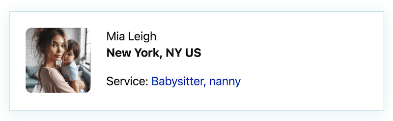 Standard babysitter profile