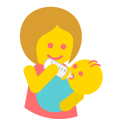 Babysitter feeding baby