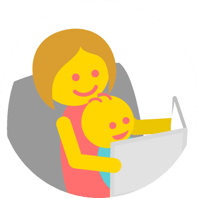 Babysitter reading book to child