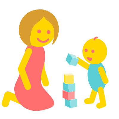 Babysitter with baby and blocks