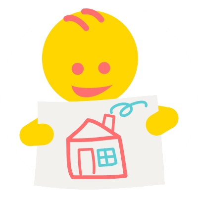 Child with drawing of home
